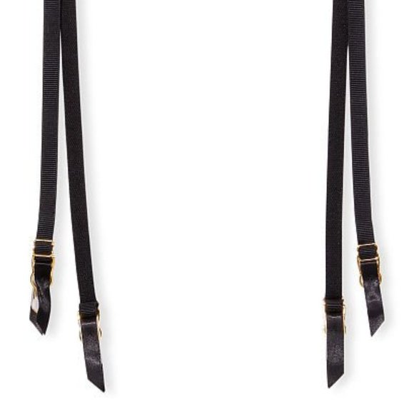 VS M/L Dream Angels Shimmer Bow Garter Belt Black and Gold Embroidery - Picture 4 of 5